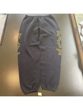 Soffe Navy Blue Sweatpants with Yellow NAVY Lettering, Size Large